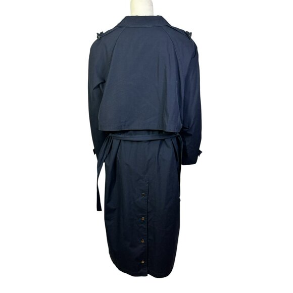 Vintage Niccolini Navy Blue Trench Coat – Women's Size 15/16 Classic Rain Coat - Picture 2 of 6